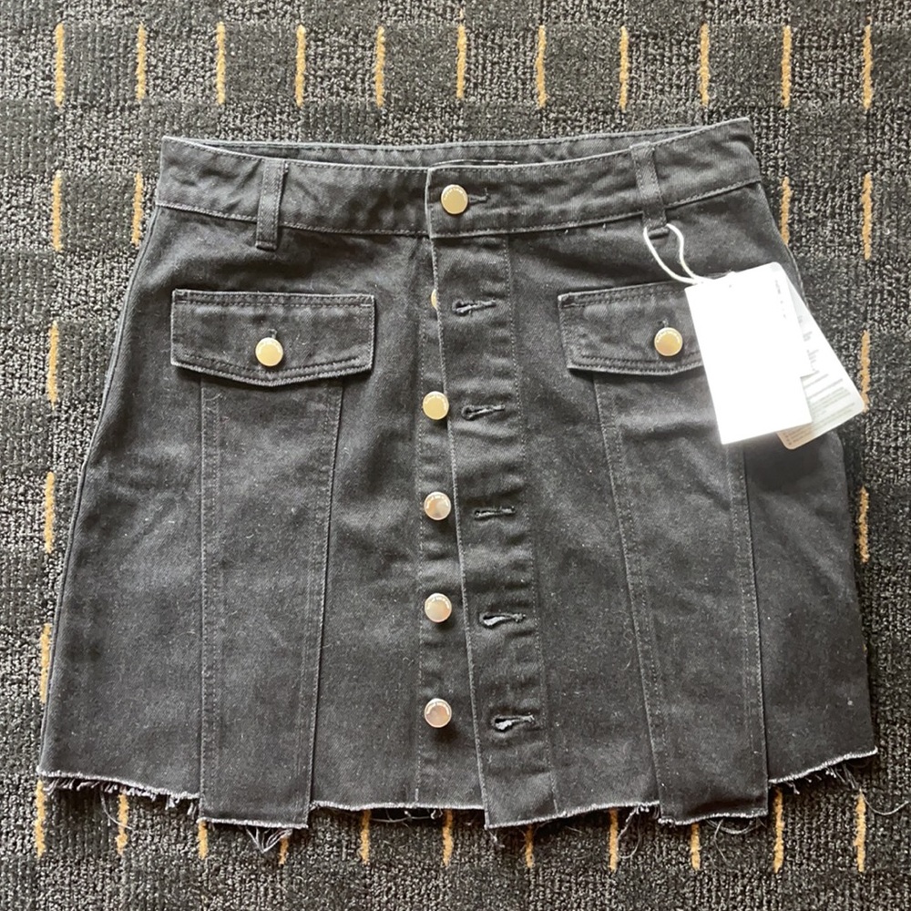Button Fly Mini Skirt - Picture 3 of 4